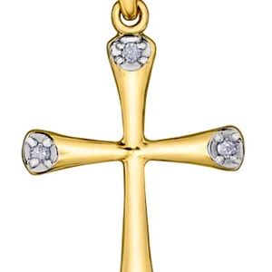 ICED OUT CROSS PENDANT AND GOLD PLATED CHAIN‼️